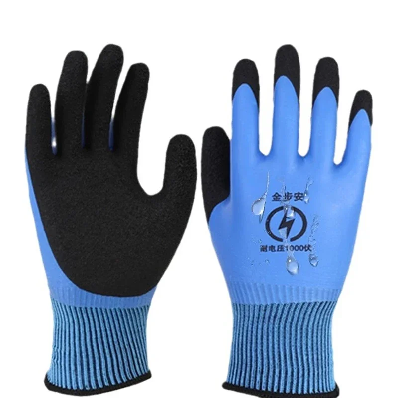 

1 Pair Blue Electrician Insulating Gloves Withstanding Voltage 1000V High Elasticity Touch Screen Glove Worker Safety Protective