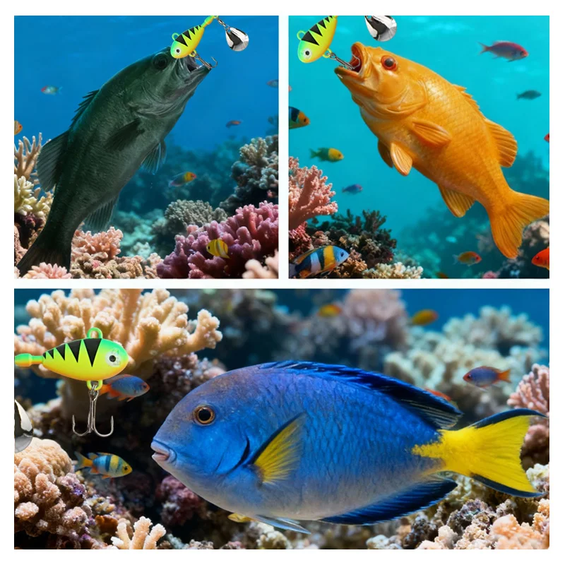 5 قطعة/صندوق طعم صيد السمك المعدني Vib مع ملعقة ترتر لصيد سمك السلمون المرقط يطير البناء المعدني المتين مناسب لأسماك المياه العذبة