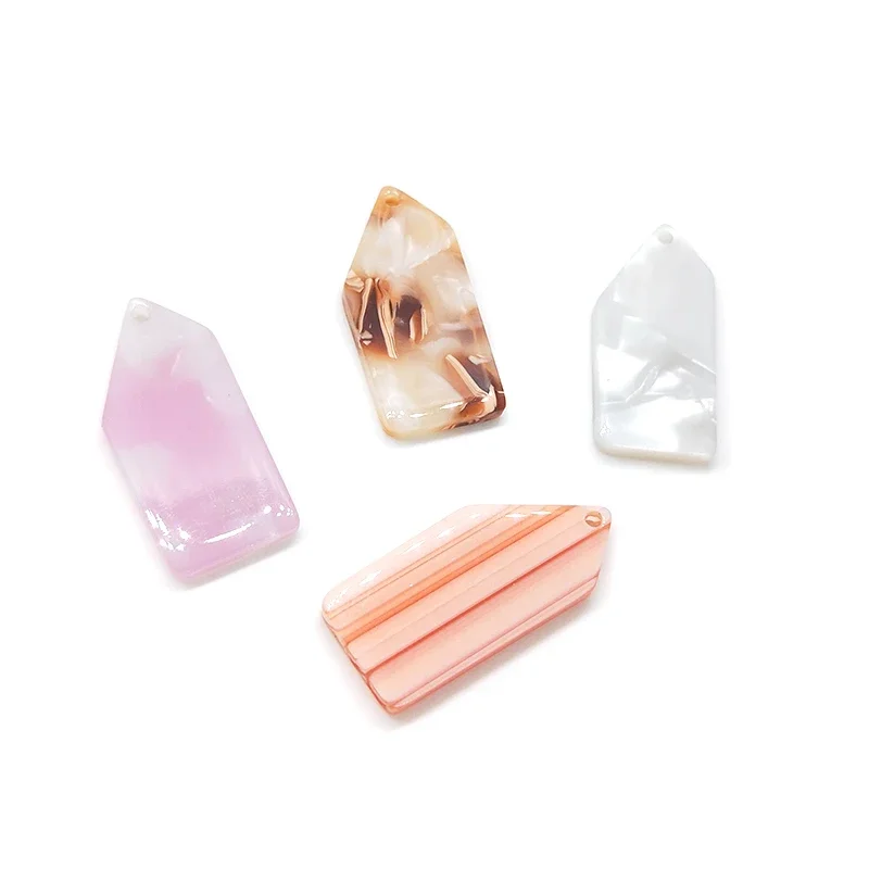 New Fashion 28*13mm 6PCS High Quality Acetic Acid Resin Acrylic Geometric Smooth Charms Pendants for DIY Earring Accessories