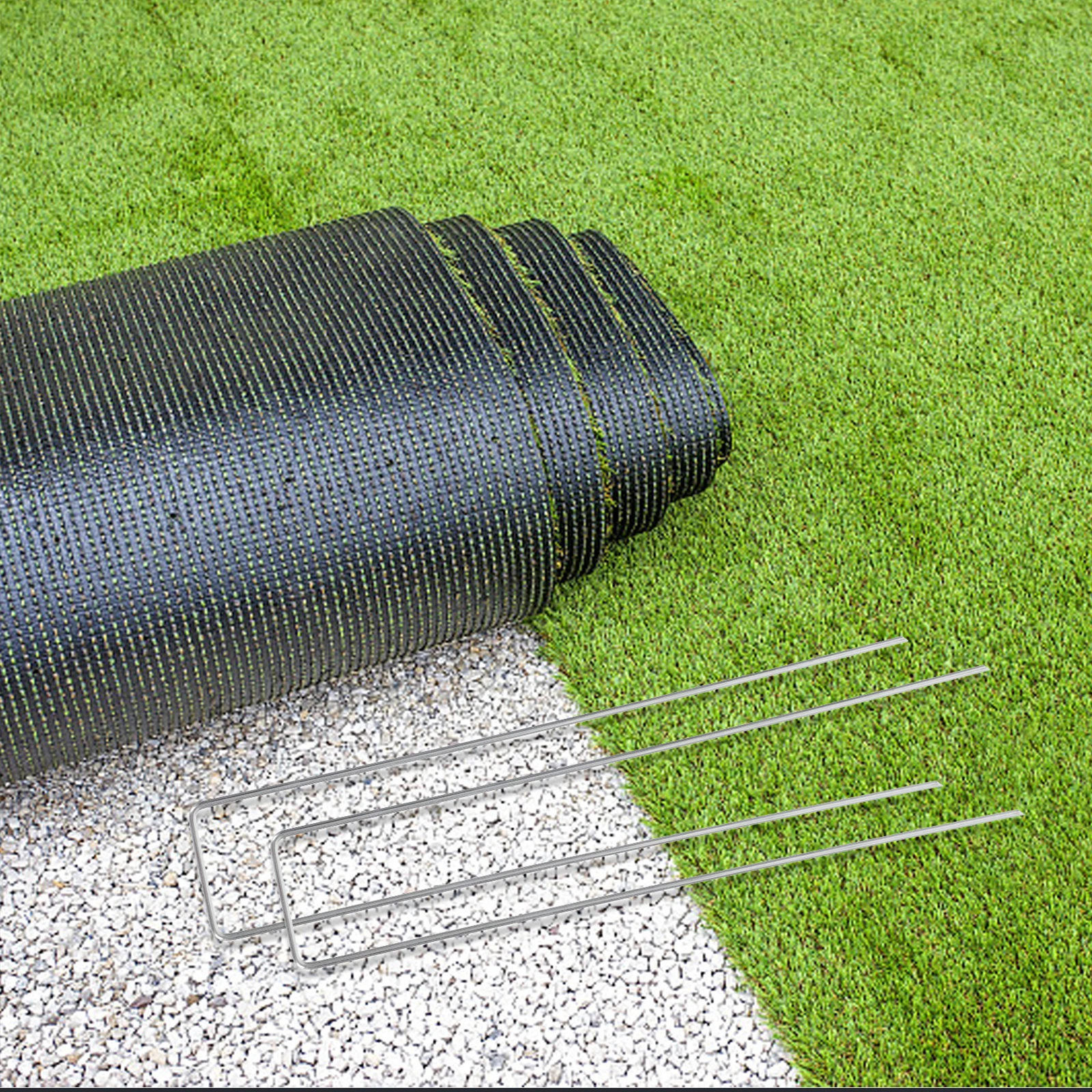 

50pcs Garden Stakes Ground Pegs Galvanized Pins Lawn Staples Artificial Plants Outdoor Metal Grass Decorative Windmill U Shaped