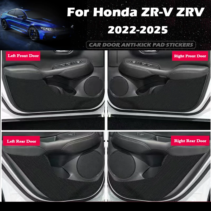 For Honda ZR-V ZRV 2022-2025 Car Door Anti Kick Pad Glove Box Leather Protection Film Protector Stickers Carbon Trim Accessories