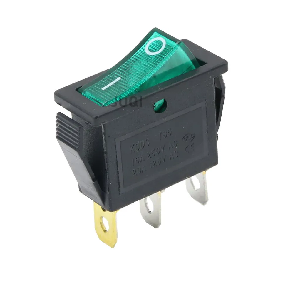 1PCS KCD3 Rocker Switch ON-OFF 2/3 Position 16A 250V / 20A 125V AC  Electrical equipment 2/3Pin With Light Power Switch
