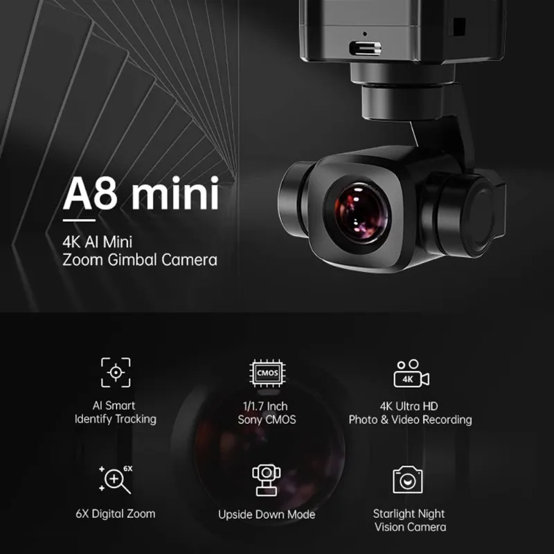 SLYL A8 Mini Zoom Gimbal Camera | AI Intelligent Tracking and Night Vision, Micro Camera, Stable and Clear, Compact and Portable
