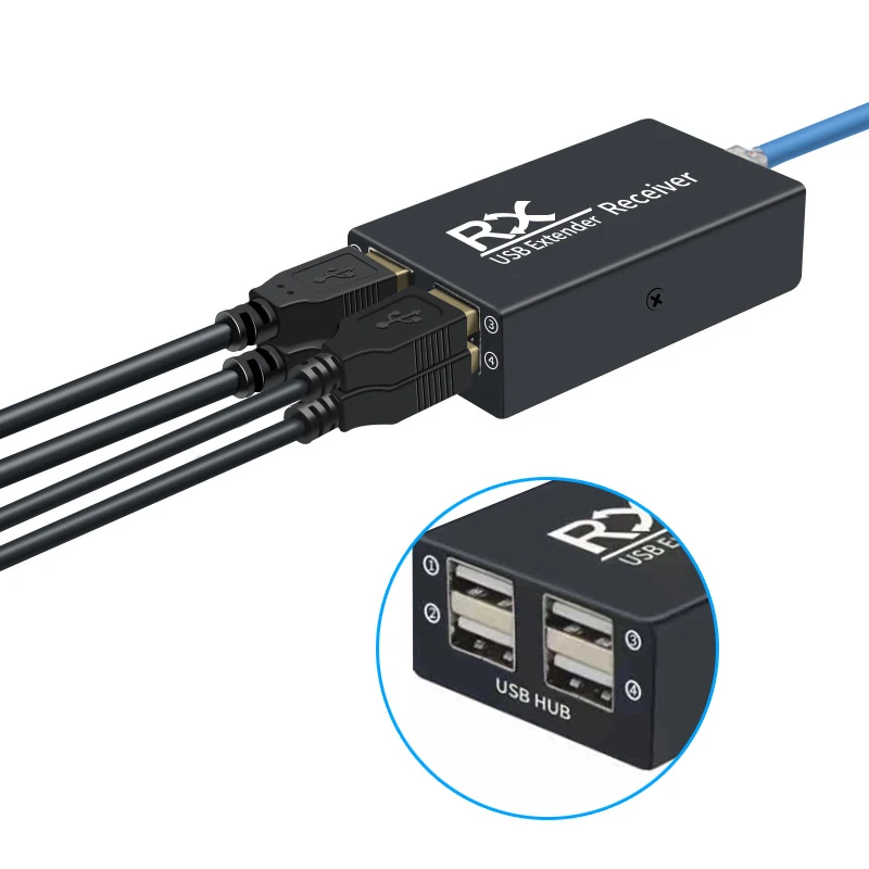 

4 Ports USB Extender Over Rj45 CAT6 Cable To 120m 4 USB Hub Adapter for Laptop PC Peripherals U Disk Mouse Keyboard Scanner