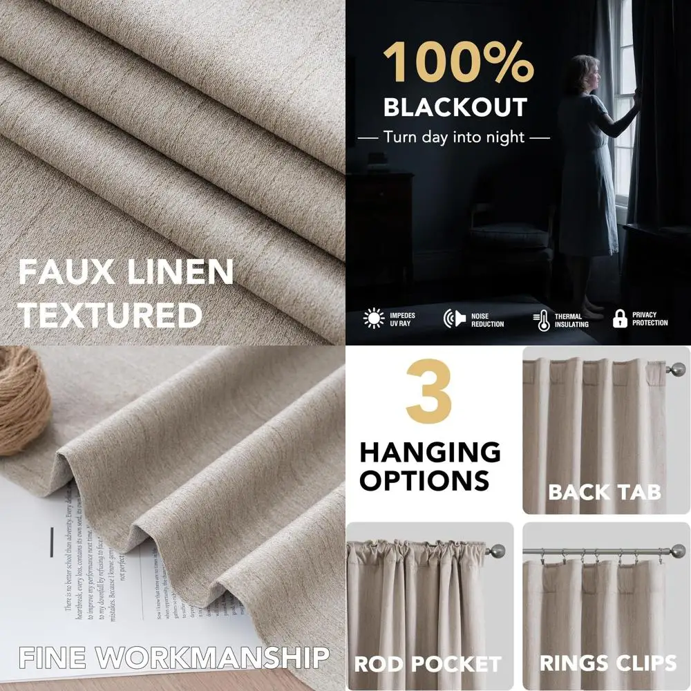 

84, полные затемняющие шторы с серым покрытием, 100% светоблокировка, теплоизоляция, набор из 2 панелей для гостиной, натуральные