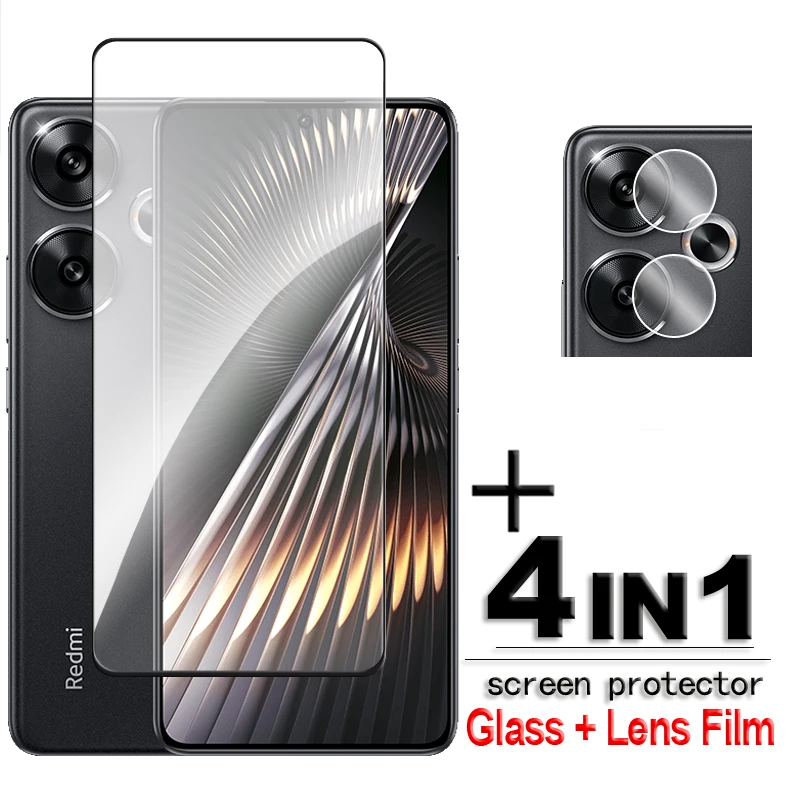 For Redmi Turbo 3 Glass For Redmi Turbo 3 5G Tempered Glass 2.5D Full Cover Glue HD Screen Protector For Redmi Turbo 3 Lens Film