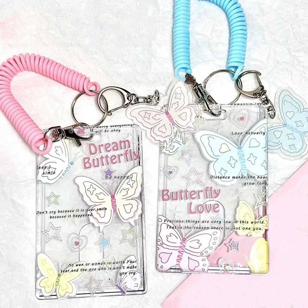Butterfly Photocard Holder 3 inch Ins Card Case Credit ID Bank Card Photo Display Holder Bus Card Protective Case Pendant
