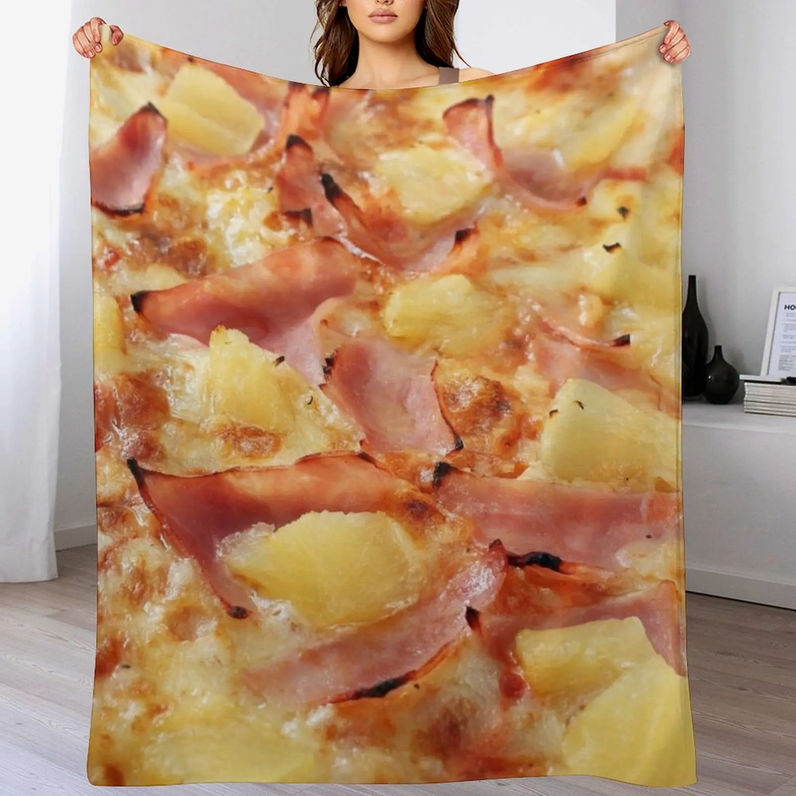 

Pineapple Pizza Throw Blanket Flannel Fabric Soft Big for winter Fashion Sofas Blankets