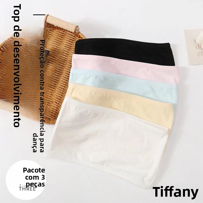 Sutiã Sem Fio para Meninas, Roupa Íntima de Cintura Alta para Puberdade, Colete de Segurança Anti-Transparência, Roupa de Cas...