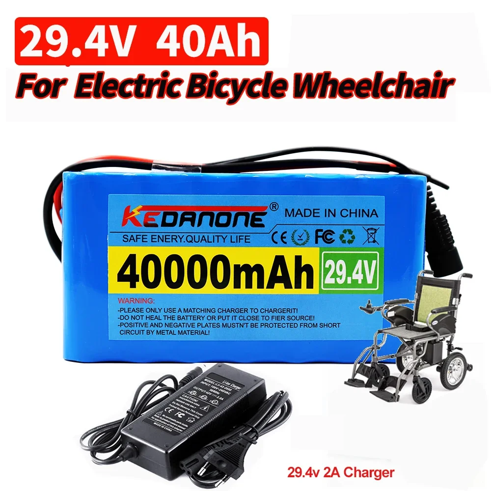 

Large-Capacity Battery Pack 7S3P 24V 40AH 29.6V E-Bike Scooter Wheelchair Four-Wheeler 18650 Lithium Battery Pack BMS+ Charger