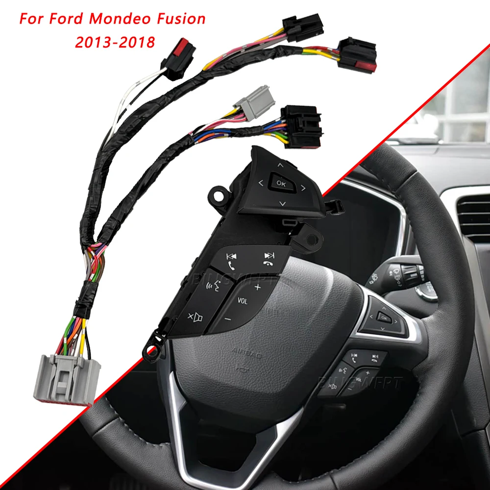 Multifunction Steering Wheel Control Switch Bluetooth Phone Audio Volume Mode Button For Ford Mondeo Fusion 2013‑2018