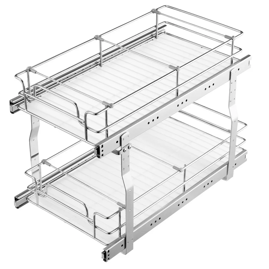 

2Tier Wire Pull Out Cabinet Under Sink Organizer 12x21 Inch Drawer Basket