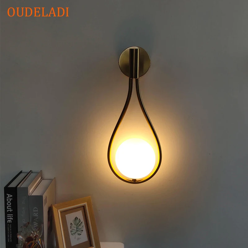 moda nordica sala de estar lampadas parede bronze minimalista bola vidro luz parede quarto cabeceira decoracao luminarias 01