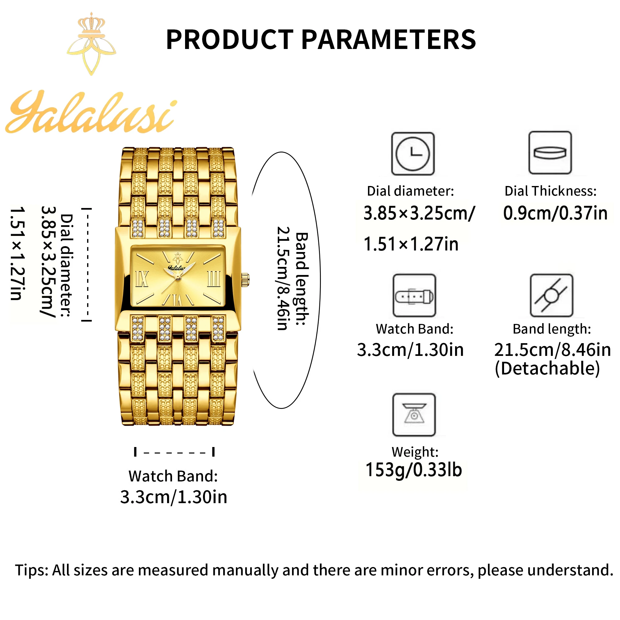 YaLaLu Genuine Brand Women Men Quartz Watch Crystal Diamond Gold Hot Sale Luxury Luxury Model Box Watch Remover Ion Plating
