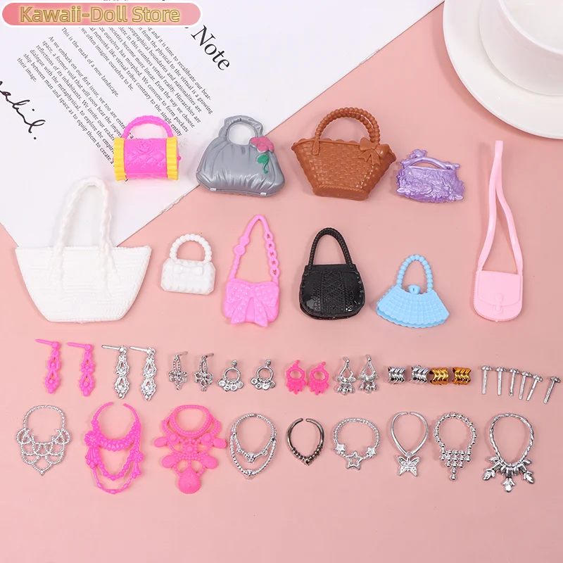 10Pcs Crown Necklace Earrings Bracelet Earrings Pendant Set Doll Toy Electroplating Accessories Princess Dress Up