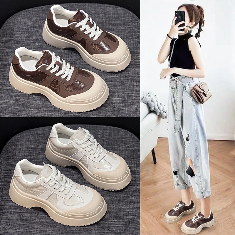 Women Viral Thick Platform White Sneakers 2026 New Korean Heighten Sport Casual Slip On Trendy Dad Walking Shoes Fashion New