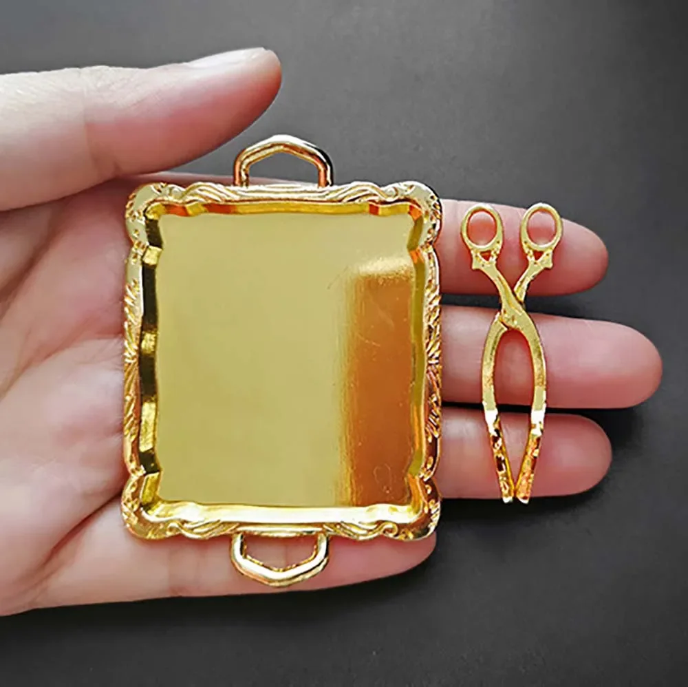 Clip de pan en miniatura para casa de muñecas, Mini plato con bandeja, modelo de juguete para casa de muñecas, accesorios de decoración ob11 bjd, 1/12