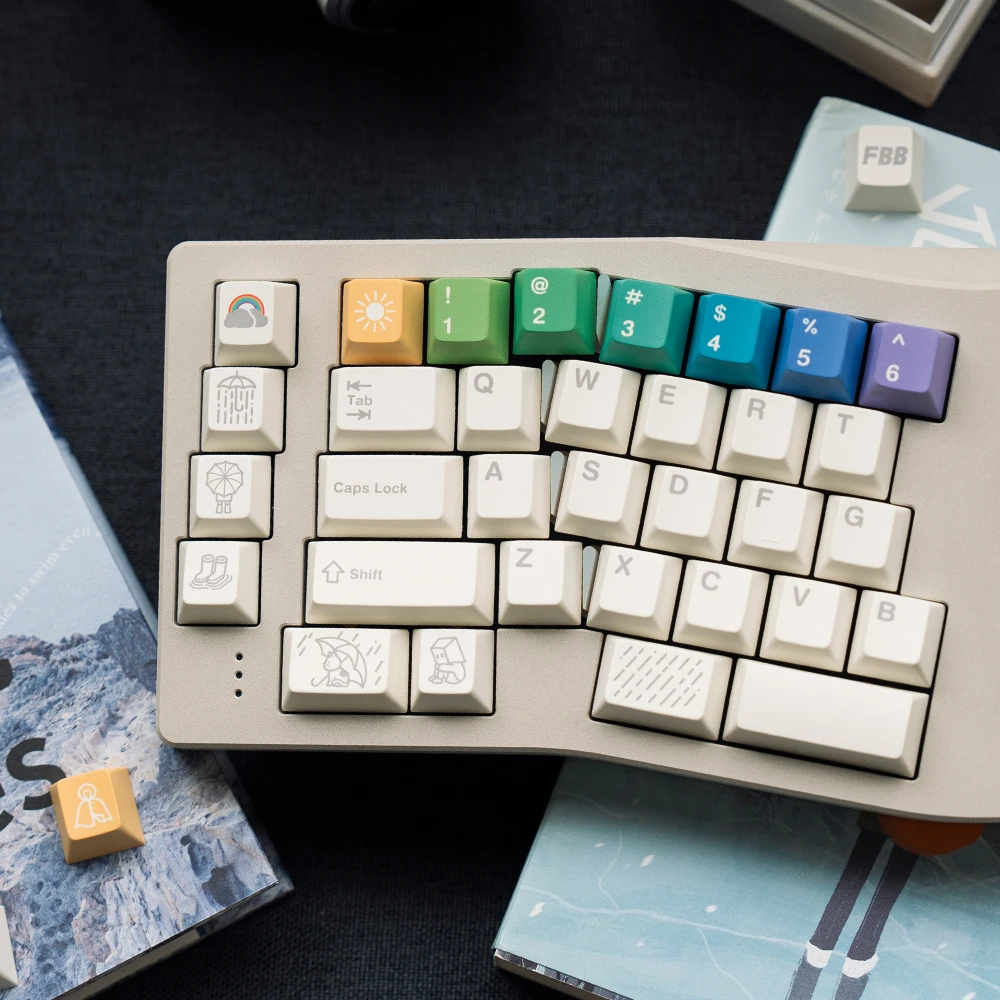 Original fbb arco-íris após a chuva keycap pbt sublimação de tinta térmica teclado mecânico personalizado bonito ascrapbook chave boné
