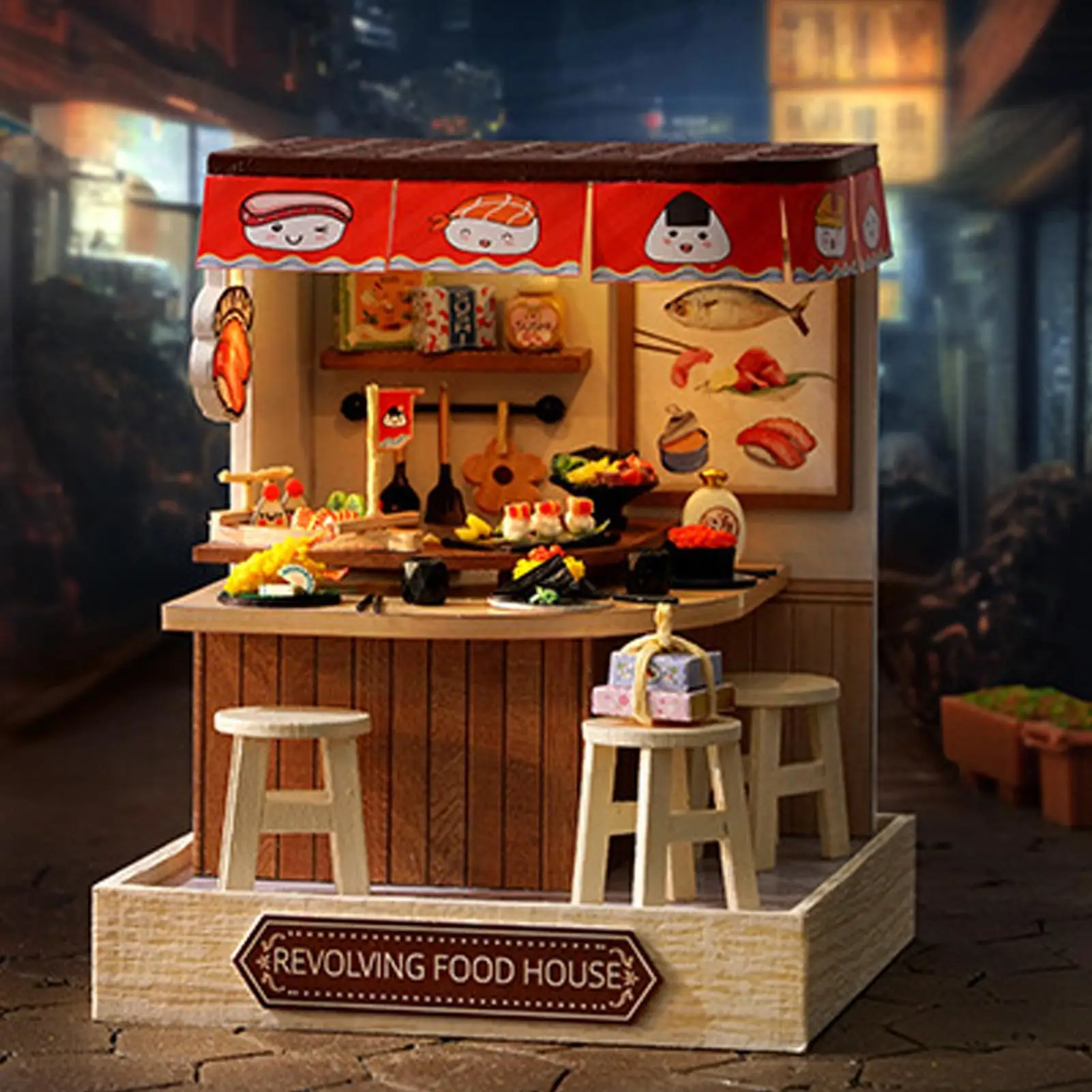 Kit de casa de muñecas en miniatura, artesanías de madera con cubierta antipolvo, estuche de exposición para adultos y niños, decoración para el hogar y la sala de estar, regalo de Navidad