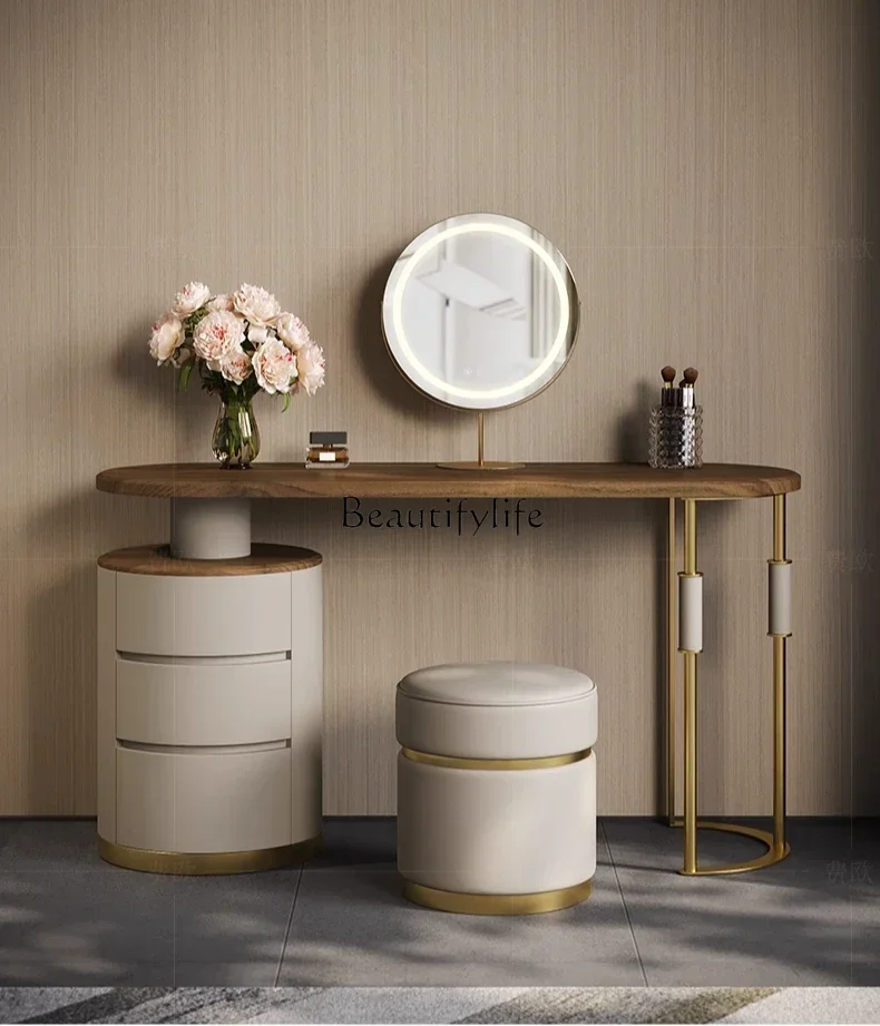 

FG44Small apartment high-end fashion walnut pattern makeup table light luxury high-end makeup table