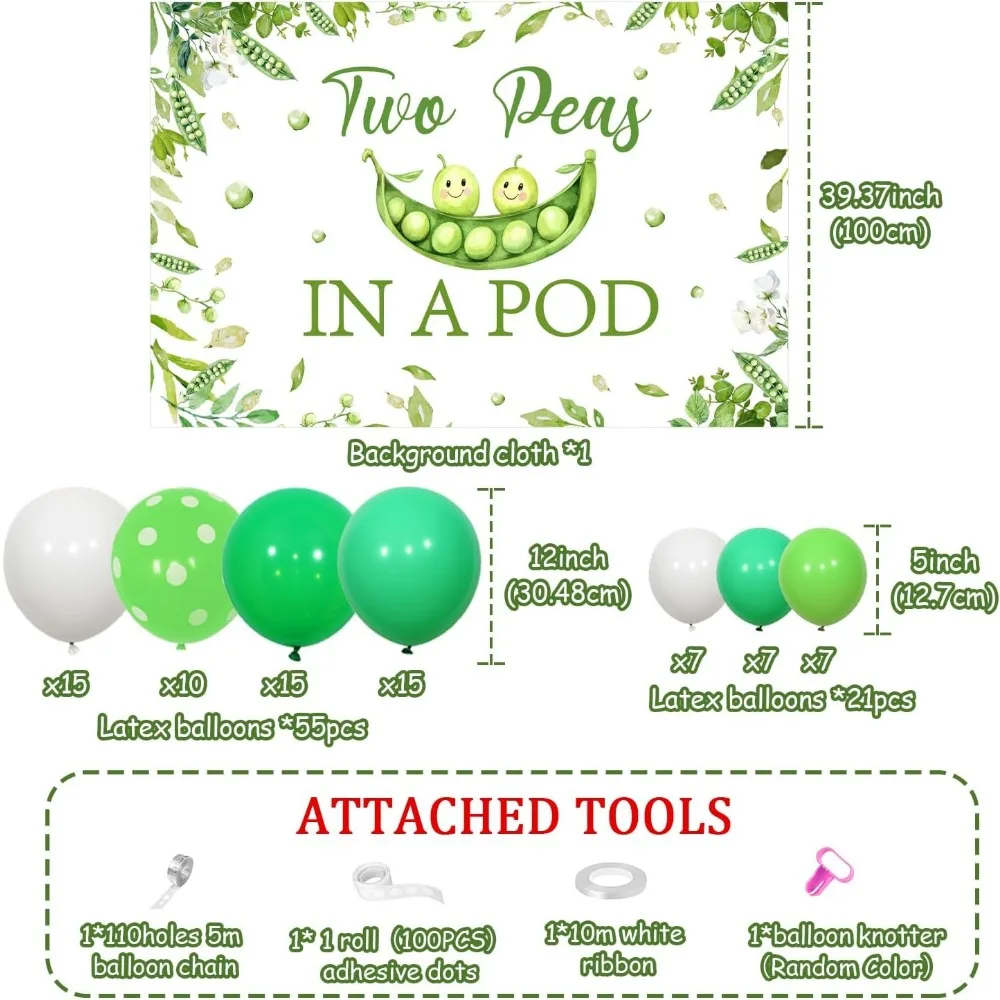 Kreat4joy Two Peas in A Pod Baby Shower Party Decor for Twins, Sweet Peas Oh Babies Gender Reveal Announcement Party Supplies