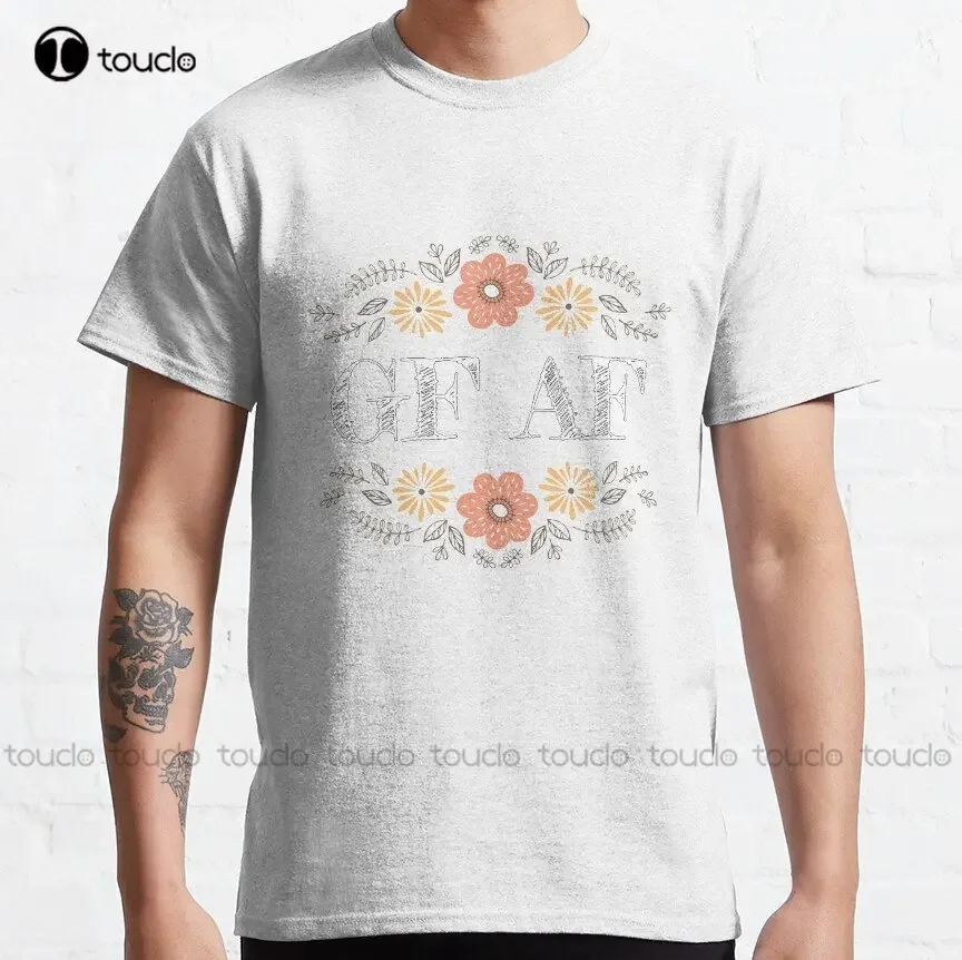 Camiseta clásica divertida sin gluten, Humor Gf Af, camisas de girasol para mujer, ropa de calle de arte divertido, camiseta de dibujos animados, regalo personalizado, Xs-5Xl nuevo