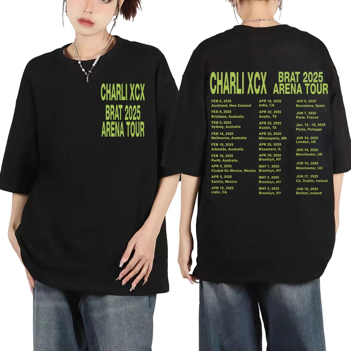 

Charli Xcx Brat 2025 Tour T Shirt Men Women Clothing Fashion Hip Hop T-shirt Summer High Quality Cottono Short Sleeve T-shirts