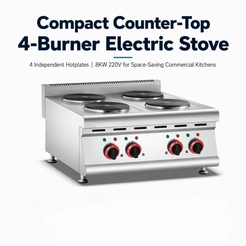 Electric 4 Burner Stainless Steel Cooking Range 8KW Power Kitchen Equipment Machine