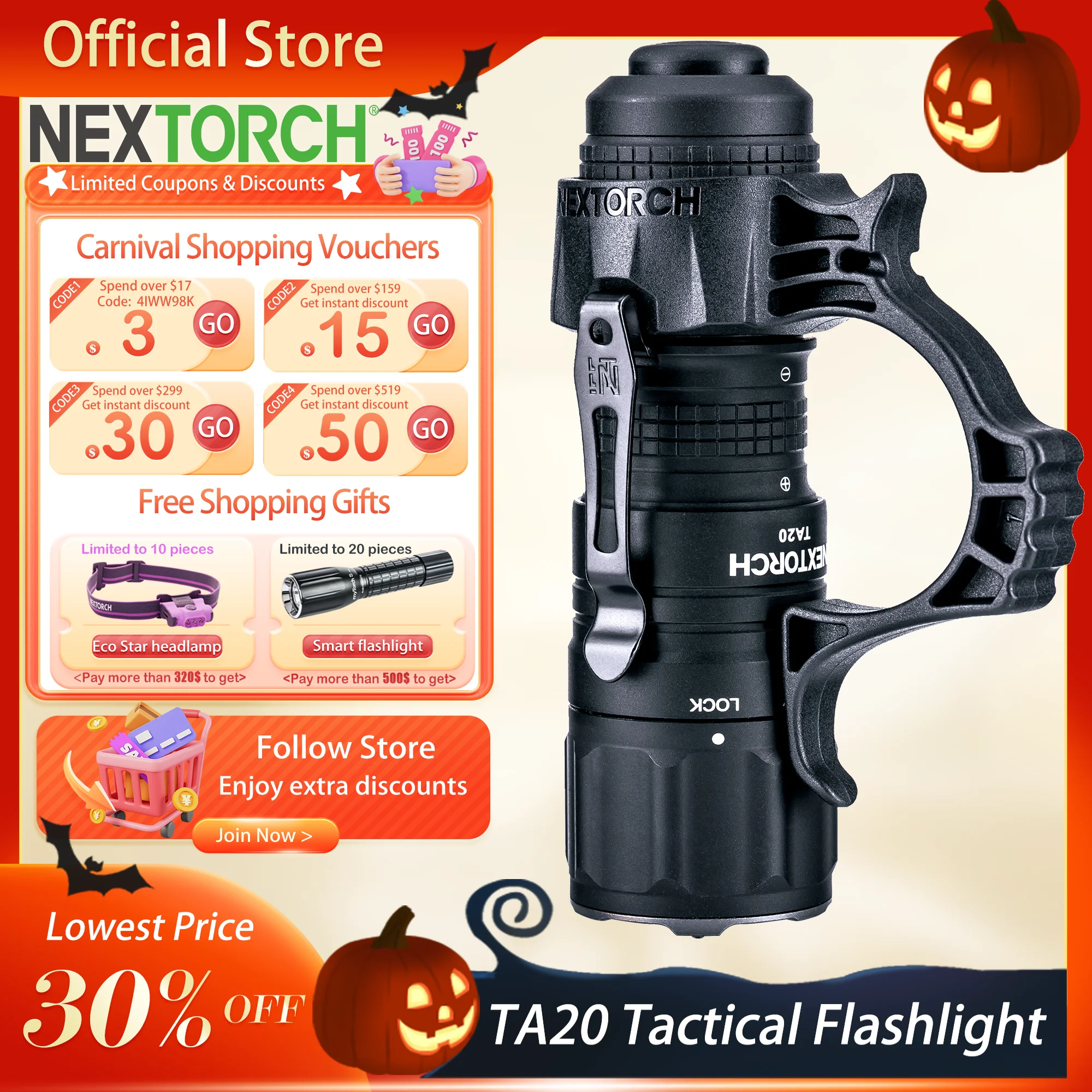 

Nextorch TA20 1000 Lumen tactical torch Professional Carrying Tactical Flashlight rechargeable high brightness led mini edc