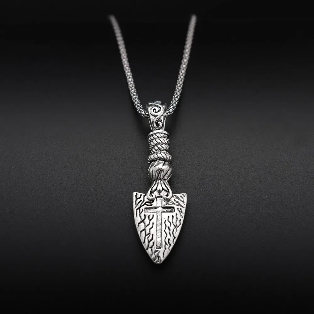 Vintage Vitkin Cross Spear Zinc Alloy l Pendant Men Necklace Fashion Goth Style Personality Accessories Chain Necklace Jewelry