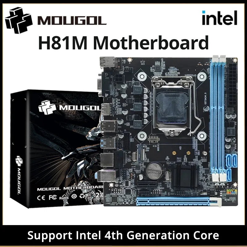 H81M Gaming Motherboard Dual Channel DDR3 M.2 NVME PCIEx16 HDMI VGA Interface LGA 1150 Supports Intel Core 4th Gen CPU