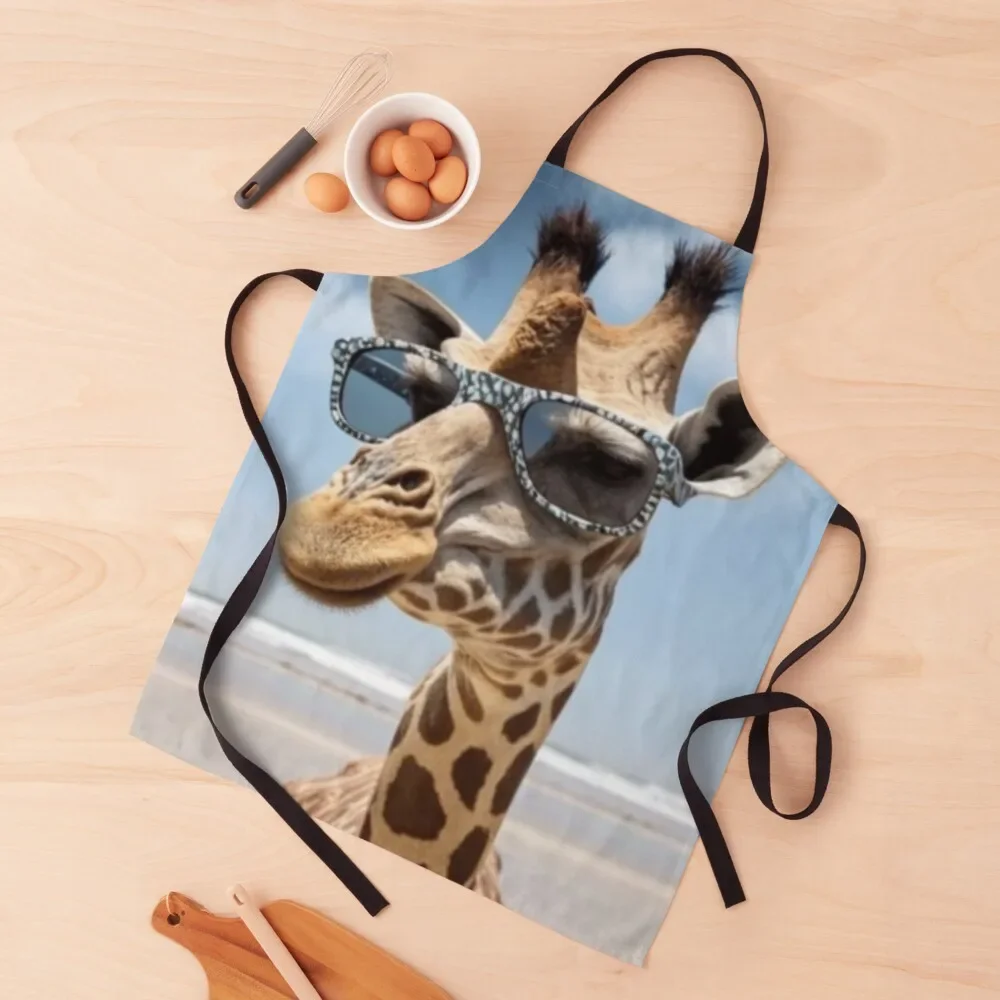 

Giraffe Sunglasses Apron Kitchen Apras For Women Kitchens Men Smock for hairdressing Apron