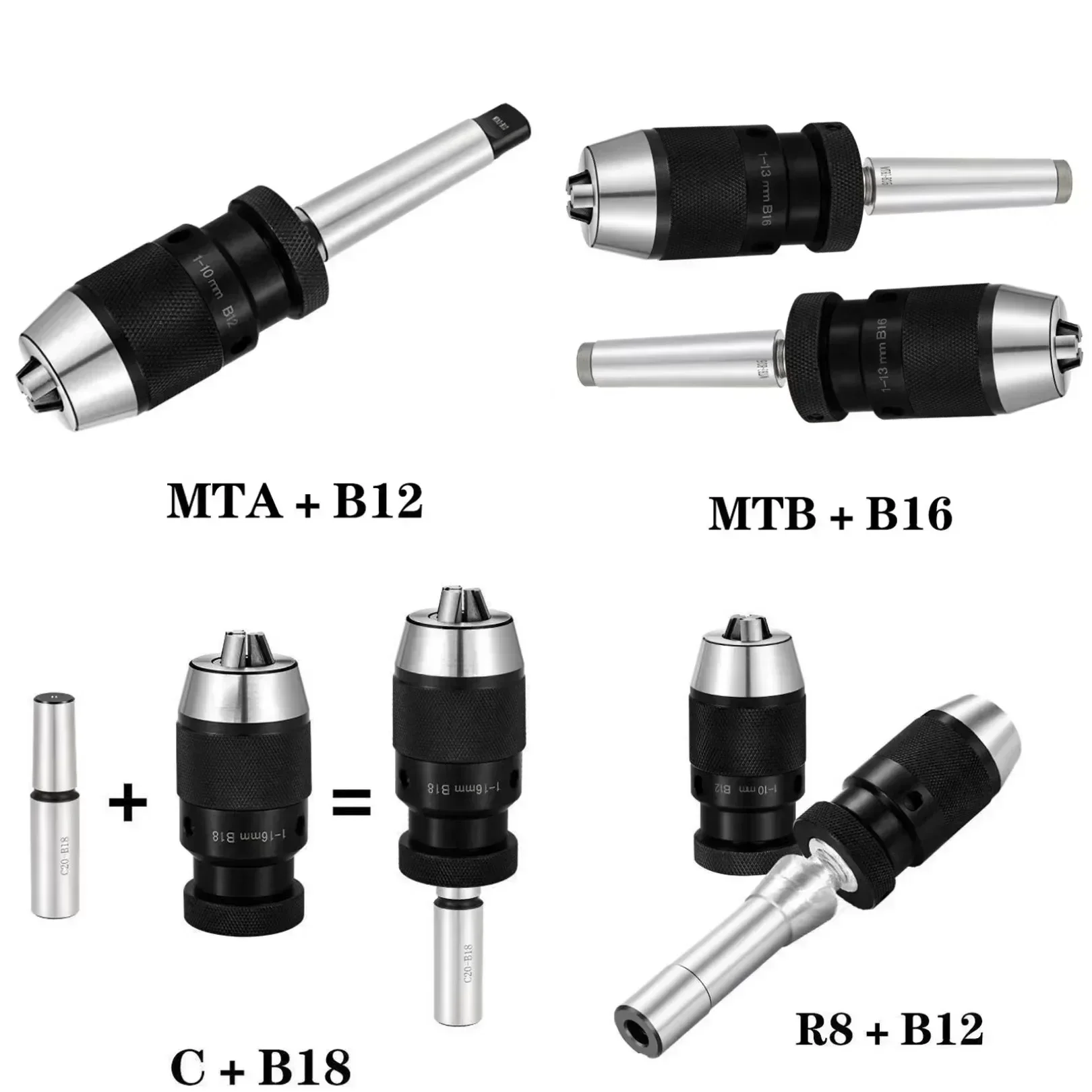 MT1 MT2 MT3 MT4 MT5 R8 C10 C12 C16 C20 B10 B12 B16 B18 B22 Morse Drill Chuck Lathe CNC Drill Machine Self-Tightening