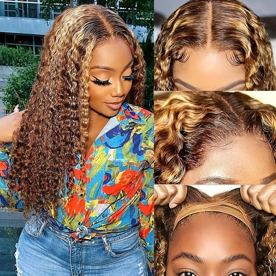 34 بوصة ارتداء والذهاب 5x5 قبل قطع موجة عميقة خصلات الشعر المستعار الإنسان 13x4 الدانتيل شعر مستعار أمامي موجة عميقة 427 تسليط الضوء على الشعر البشري #1