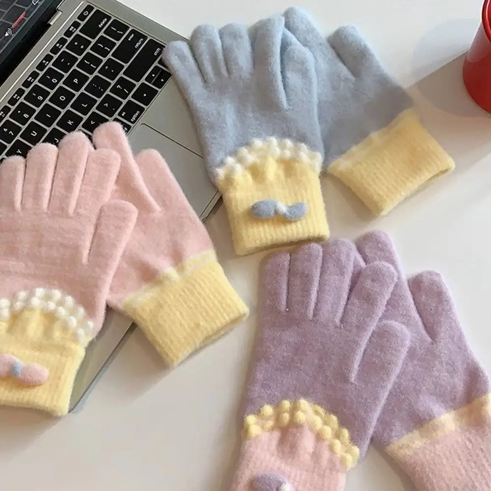 قفازات مفيدة ناعمة كاملة الأصابع، قفازات شتوية ملونة دافئة، مقاومة للرياح والبرد، قفازات للقيادة والتزلج