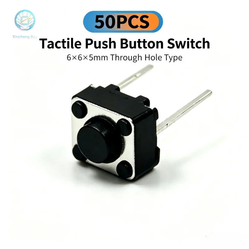 50PCS Tactile Switch Momentary Tact 6x6x4.3/5/6/7/8/9/10mm 6*6*4.3mm 5mm 6mm 7mm 8mm 9mm 10mm Middle pin 2pins
