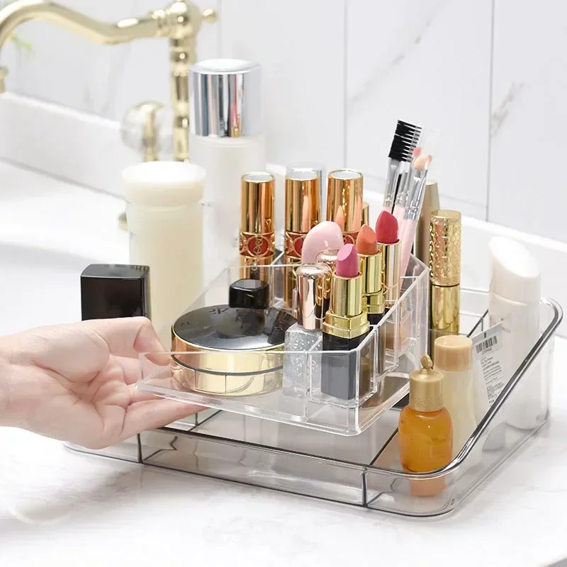 

Makeup Organizer for Cosmetic Transparent Cosmetic Storage Box Organizer Desktop Lipstick Nail Polish Makeup Drawer Container