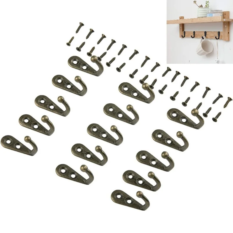 15 Stück Metall-Wandhaken mit Schrauben, bronzefarbene Einzelkrallen zum Aufhängen von Kleidern, Wandhaken, Hüten und Schlüsseln