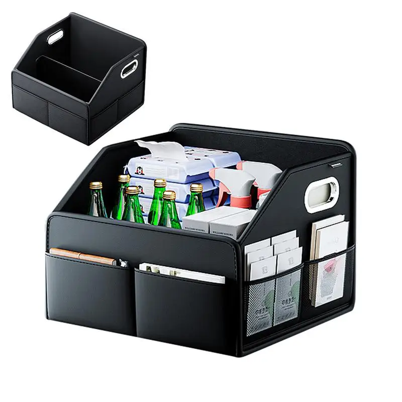 

Car Trunk Storage Organizer PU Leather Multi Compartment Large Capacity Car Boot Storage Box Cargo Storage Tote Bag Multiuse box