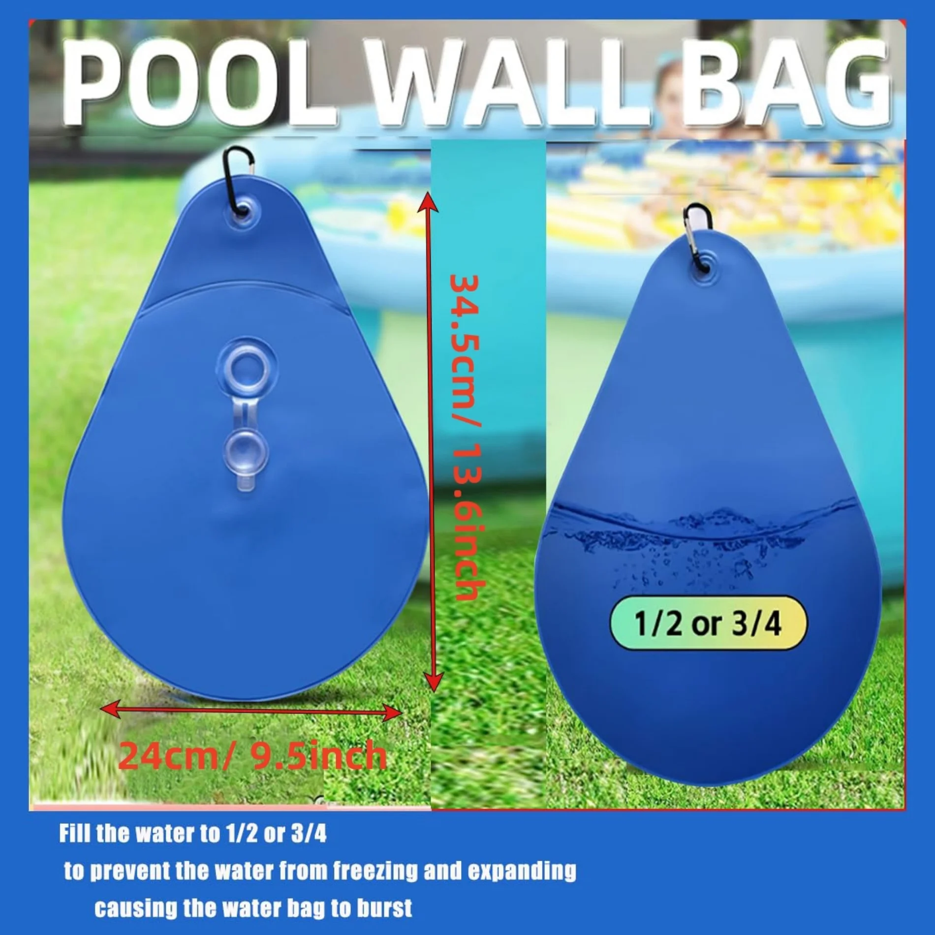 Pool Cover Weights with Hooks, Above Ground Pool Cover Winter Pool Tarp Weights, Swimming Pool Cover Hanging Bag Water Bags