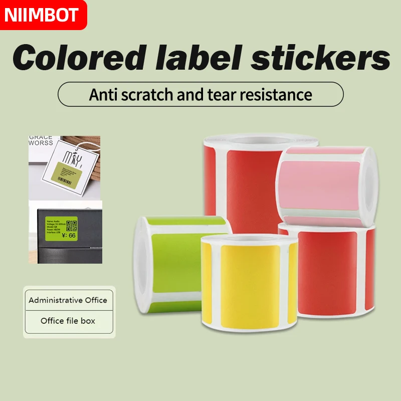 [5 рулонов] Бумага для цветных этикеток NIIMBOT B21/B203/B3S, коммерческая термонаклейка с тремя доказательствами для офиса или дома