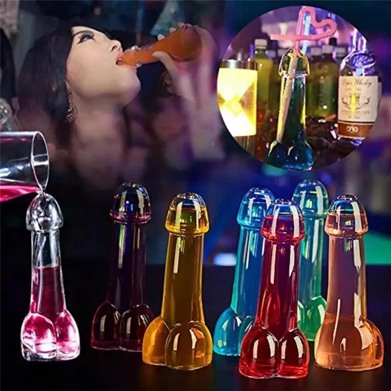 12Pcs Shot Penis Glass Cups Cocktail Genital Dicky Hen Party Night Bar Mugs Clear Wine Of Glasses Small Mouth Willy For Drinks
