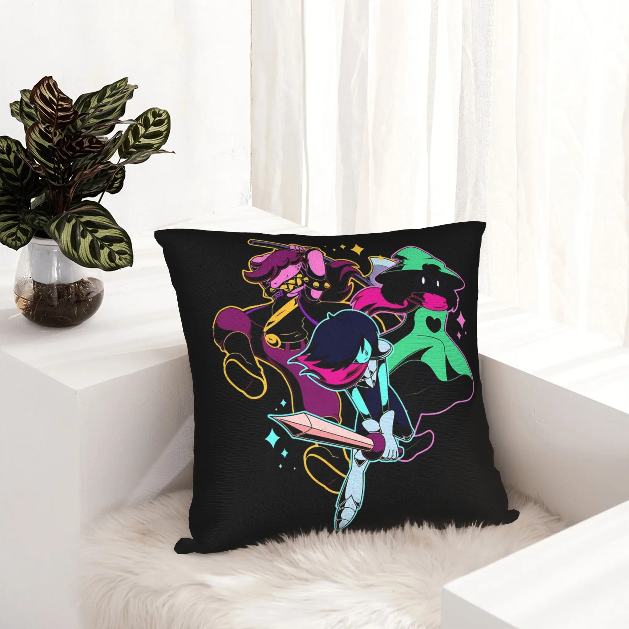 Deltarunes Kris Ralsei Susie Pillowcase Double-sided Printing Cushion Cover Decoration  Throw Pillow Case Cover Home Square