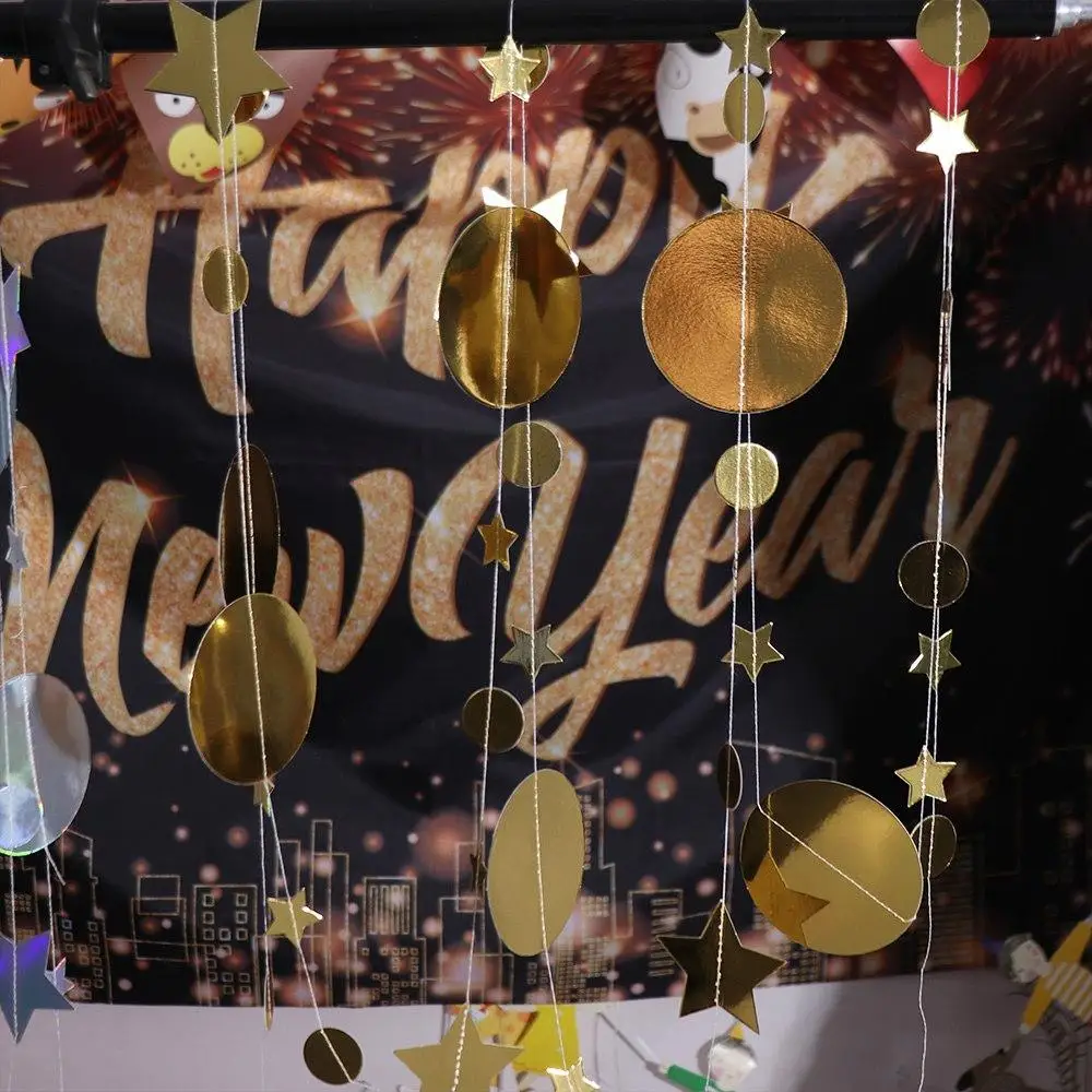 

Golden Circle Dot Star Garland Banner 4m DIY Decoration Glitter Star Circle Paper Garland Sequin Party Hanging Decoration