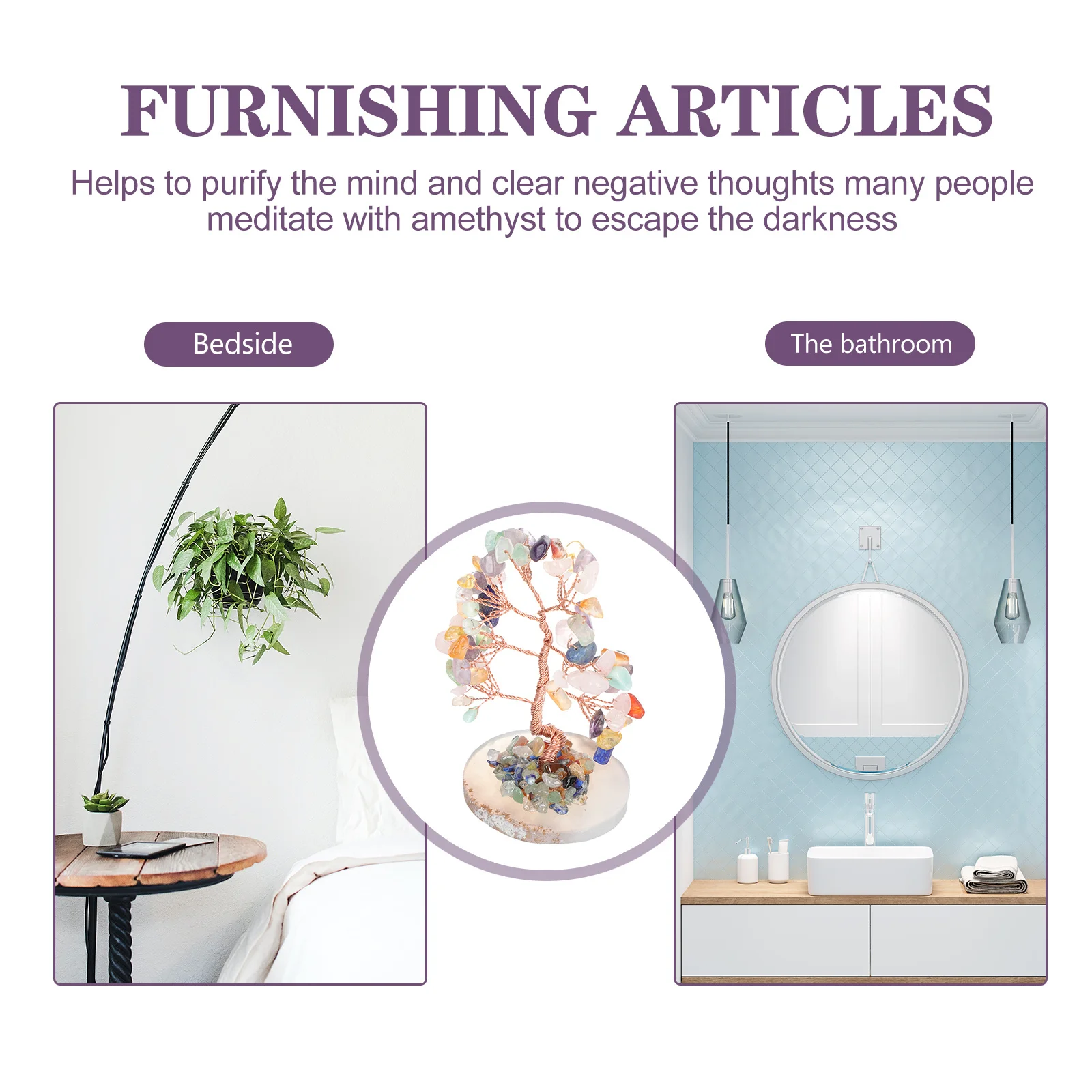 

FOMIYES Crystal Tree Ornament Agate Bonsai Feng Shui Wealth Decor Office Home Desk Decoration Chakra Stone Chinese Lucky Gift