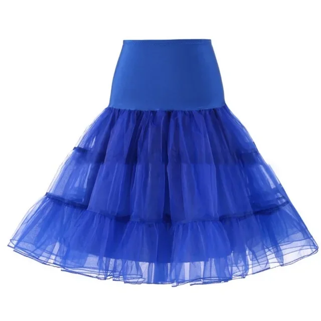 

Women 50s Vintage Tulle Flared Petticoat Solid Color Half Slip Tutu Underskirt