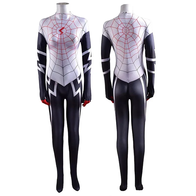 LCK01 Cindy Moon Cosplay Silk Spiderman Costumes Jumpsuit Superhero Silk Zentai Suit Spider Man Bodysuit Halloween CostumesYh1@！