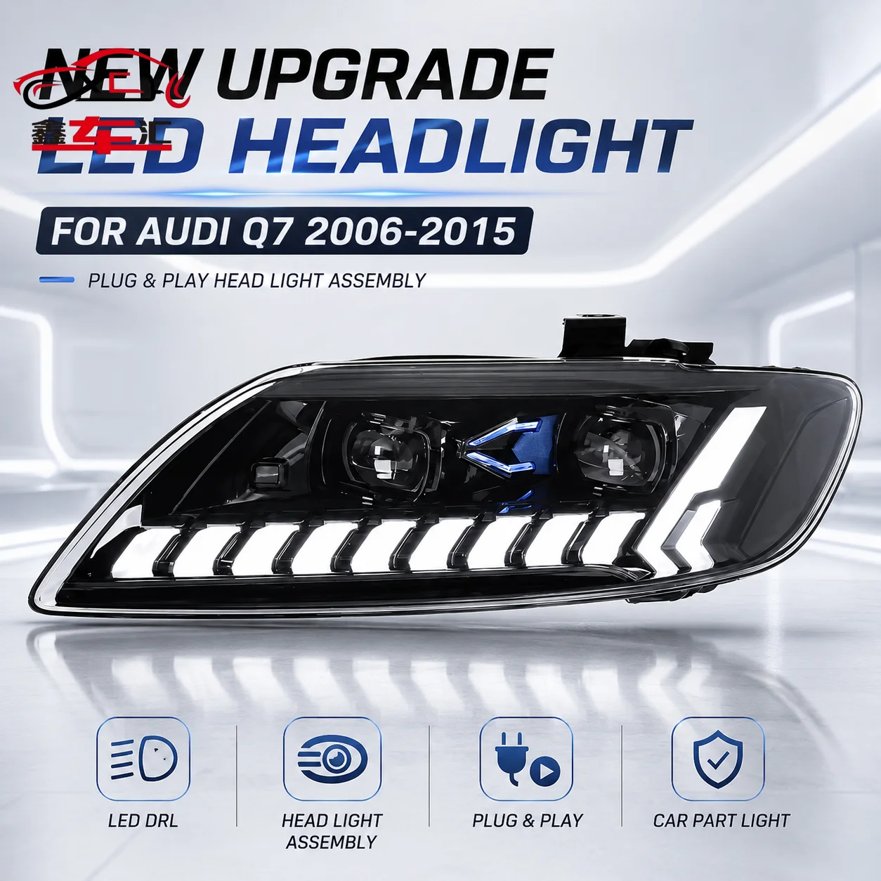 

New Upgrade Led Headlight Headlight Plug Play Car Part Light For Audi Q7 2006-2015 Assembly Head Light