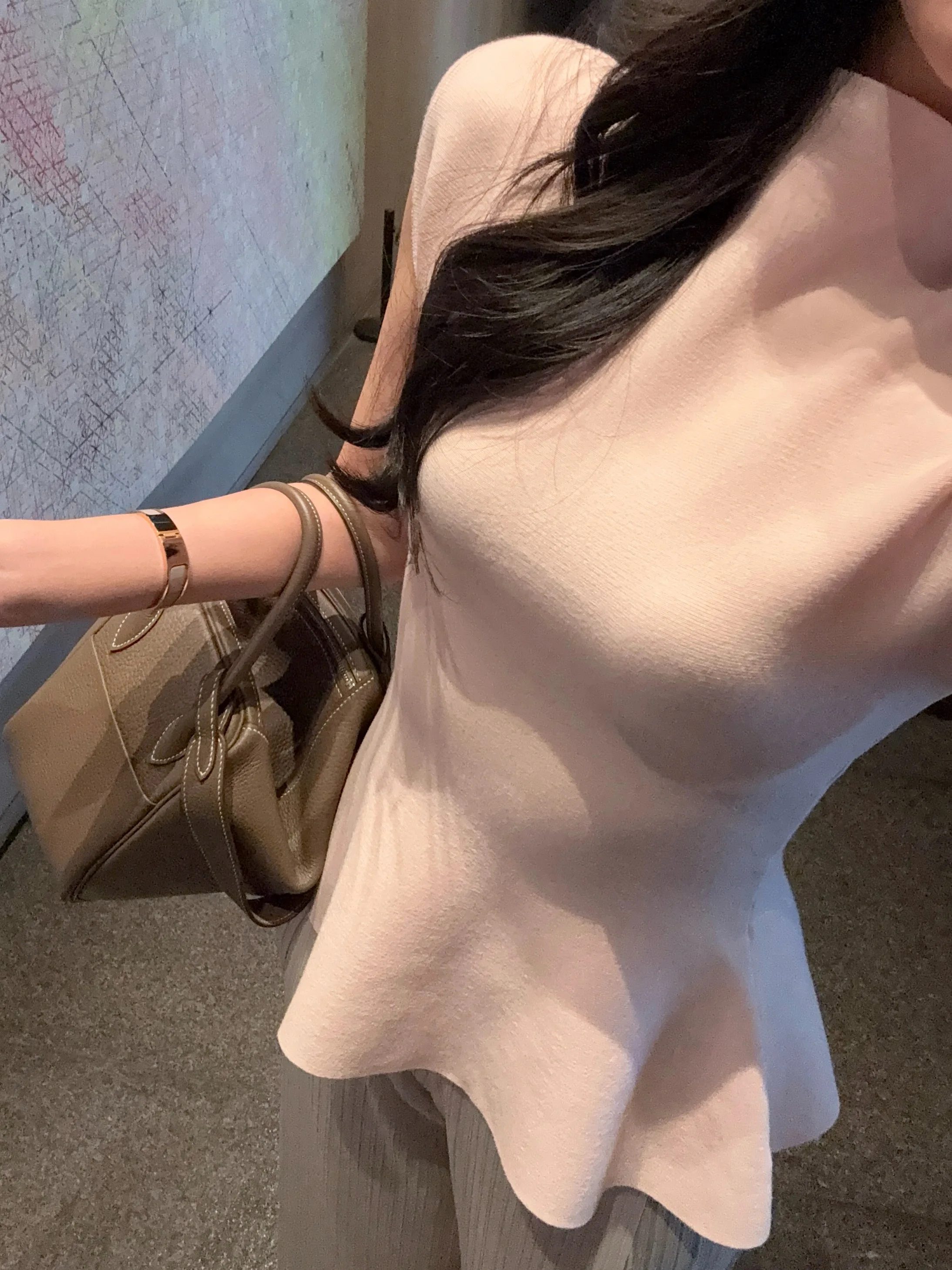 

Elegant Simple Short Sleeve Knitted Top Women's Slimming Fashionable Summer High Waist Waist-Cinching T-Shirt