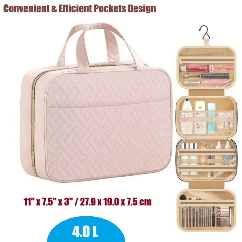 Large Capacity Travel Makeup Bag, Portable Hanging Makeup Organizer for Travel-Sized Cosmetics,Cosmetic Bag for Women Gift